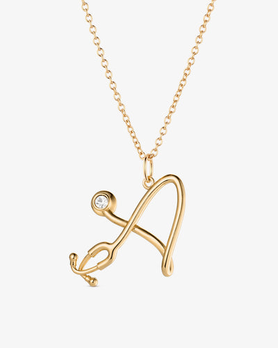 Stethoscope Initial Diamond Necklace